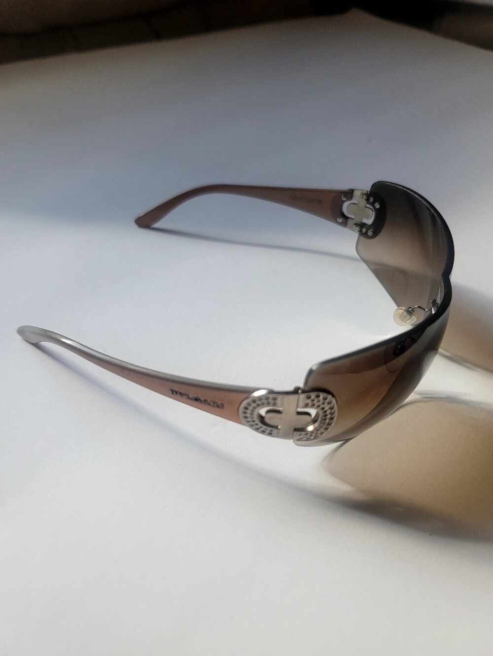 Bulgari Women's Tan Sunglasses with Crystal Logo Detail